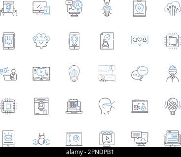 Vehicles and transportation line icons collection. Automobile, Motorcycle, Bicycle, Train, Airplane, Bus, Boat vector and linear illustration Stock Vector