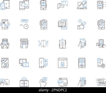 Web development line icons collection. HTML, CSS, JavaScript, UI, UX, Responsive, Mobile vector and linear illustration. Backend,Frontend,API outline Stock Vector