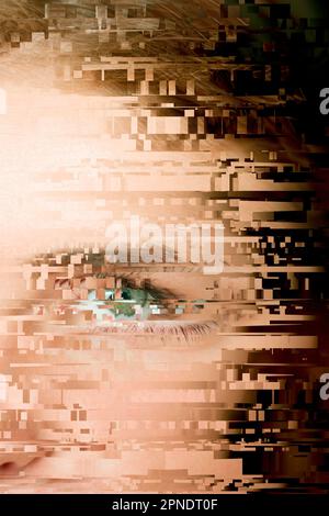young woman brunette with glitch effects Stock Photo