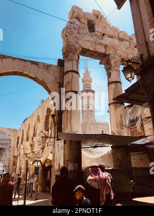 Damascus, Syria - April, 2023: Historic Architecture in Old Town of Damascus, Syria Stock Photo