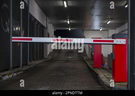 Parking. Barrier. Surface parking in Germany Stock Photo