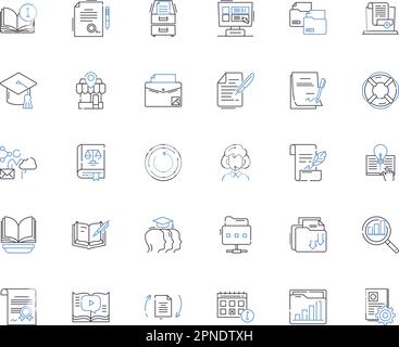 Web-based line icons collection. Accessible, Cloud-based, Collaborative, Convenient, Dynamic, Efficient, Global vector and linear illustration Stock Vector