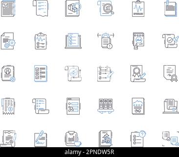 Bulletins line icons collection. Announcements, Notifications, Updates, Reminders, Notices, Alerts, Memos vector and linear illustration. Briefings Stock Vector