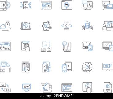 Social communication line icons collection. Nerking, Connections, Collaboration, Interpersonal, Dialoguing, Relating, Engaging vector and linear Stock Vector