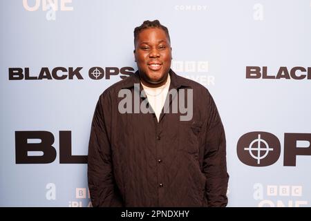 Press launch for BLACK OPS, new comedy series on BBC One & BBC iPlayer produced by BBC Studios Comedy. Hammed Animashaun at the launch. Stock Photo