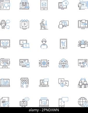 Online nerking line icons collection. Connections, Collaboration ...