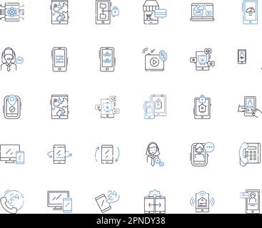 Smartwatch line icons collection. Wearable, Fitness, Health, Notifications, Calls, Apps, Activity vector and linear illustration. Monitoring,Tracker Stock Vector