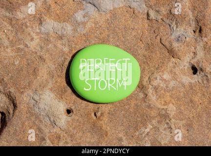 Perfect storm symbol. Concept words Perfect storm on beautiful green stone. Beautiful stone background. Business and Perfect storm concept. Copy space Stock Photo