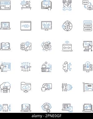 Webpage line icons collection. Design, Content, Navigation, Layout, Mobile-friendly, User-friendly, Responsive vector and linear illustration. Speed Stock Vector