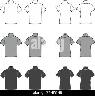 Mens and womens short sleeve turtleneck. Stock Vector