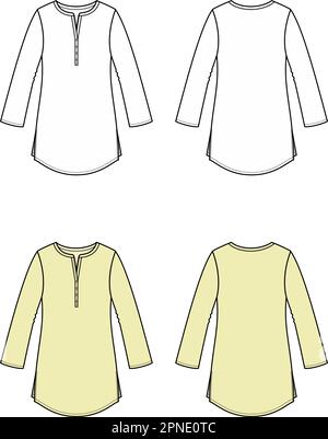 Womens tunic. Front and back.  Stock Vector
