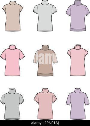 Womens short sleeve turtleneck set Stock Vector
