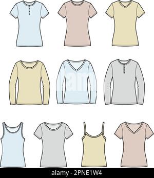 Vector woman t-shirt technical drawing, blouse - Stock Illustration  [96336396] - PIXTA