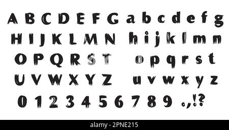 Thick, bold, burr and expressive handwritten display alphabet that exudes a sense of strength and confidence, vector illustration. Stock Vector