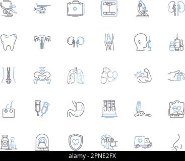 Wellness assessment line icons collection. Fitness, Health, Nutrition, Relaxation, Stress, Sleep, Self-care vector and linear illustration. Meditation Stock Vector