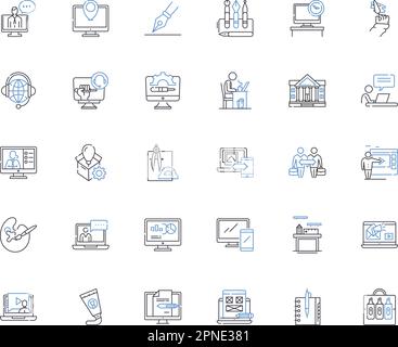 Operations cycle line icons collection. Plan, Execute, Monitor, Control, Analyze, Improve, Evaluate vector and linear illustration. Schedule,Optimize Stock Vector