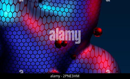 Abstract neon multicolored metaball with scale reptile texture meta ball bubble transition transformation for business presentation background Stock Photo