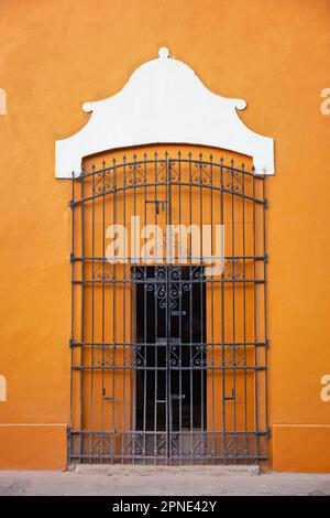 A colonial style detail over the facade of a house in Merida, Yucatan, Mexico. Stock Photo