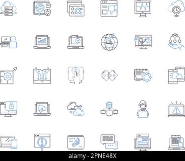 Online programming line icons collection. Coding, Web development, JavaScript, Python, Java, Database, HTML vector and linear illustration. CSS,PHP Stock Vector