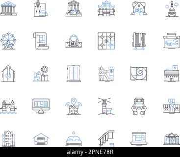 Room rentals line icons collection. Lodgings, Accommodations, Housing, Stay, Boarding, Bedspace, Shared vector and linear illustration. Private Stock Vector