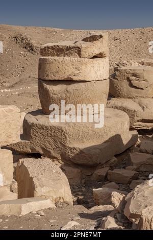 Ramesses II limestone 'temple of the monkeys' Kom el Sultan, Abydos, Middle Egypt, Stock Photo