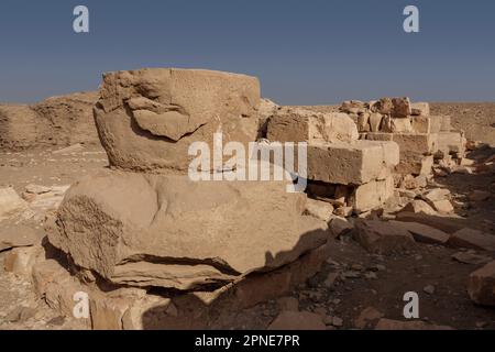 Ramesses II limestone 'temple of the monkeys' Kom el Sultan, Abydos, Middle Egypt, Stock Photo