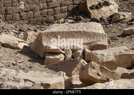 Ramesses II limestone 'temple of the monkeys' Kom el Sultan, Abydos, Middle Egypt, Stock Photo