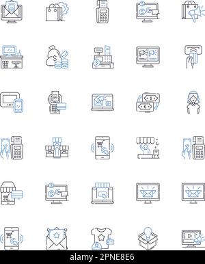 Outlet market line icons collection. Discounts, Clearance, Savings, Bargains, Deals, Sales, Markdowns vector and linear illustration. Overstock Stock Vector