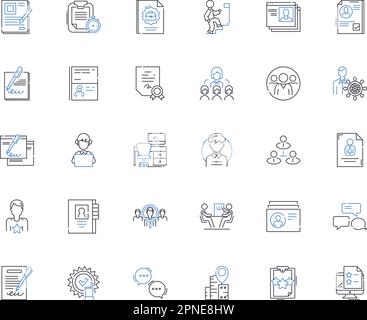 Employment hunt line icons collection. Job, Resume, Interview, Nerking, Cover letter, Application, Career vector and linear illustration Stock Vector