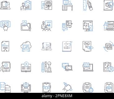 Demonstration line icons collection. Protest, Rally, Strike, March, Assembly, Sit-in, Walkout vector and linear illustration. Picketing,Blockade Stock Vector