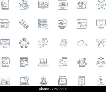 Data science line icons collection. Analytics, Machine learning, Statistics, Modeling, Algorithms, Visualization, Predictive vector and linear Stock Vector