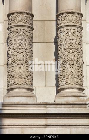 Detail of columns of the Government Palace, Lima, Peru. Lima is also known as the 'City of Kings' and was declared UNESCO World Heritage site in 1988. Stock Photo