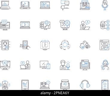 Image editing line icons collection. Colorization, Restoration, Retouching, Contrast, Saturation, Resizing, Exposure vector and linear illustration Stock Vector