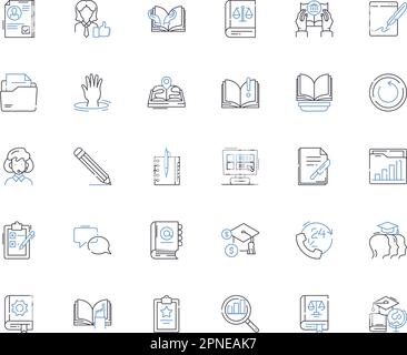 virtual education line icons collection. Online, Digital, Remote, Distance, E-learning, Web-based, Virtual vector and linear illustration. Interactive Stock Vector