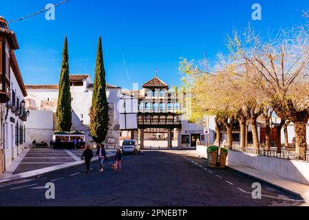 Entrance to the Main Square - plaza Mayor from Orden Square. Tembleque, Toledo, Castilla-La Mancha, Spain, Europe Stock Photo