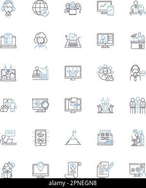 Task Coordination Line Icons Collection Collaboration Organization Scheduling Delegation