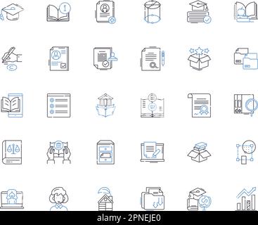 Continuing education line icons collection. Learning, Development, Growth, Advancement, Skill-building, Training, Upgrading vector and linear Stock Vector