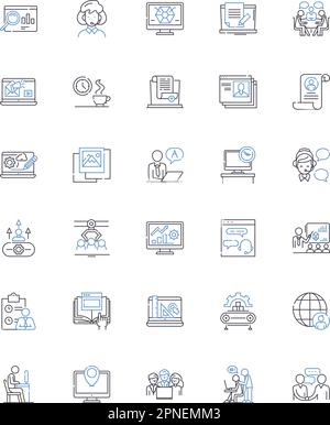 Employed line icons collection. Job, Occupation, Work, Salary, Income, Employer, Full-time vector and linear illustration. Part-time,Contract,Position Stock Vector