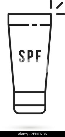 spf sunblock thin line black icon Stock Vector