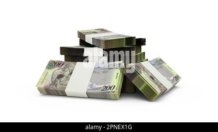 3d rendering of Stack of Botswanan Pula notes. bundles of Botswanan currency notes isolated on white background Stock Photo