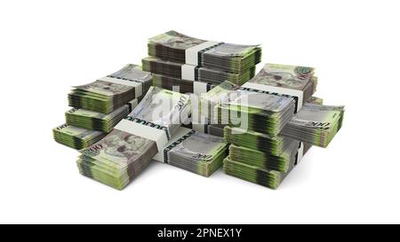 Stack of Botswanan Pula notes. 3D rendering of bundles of banknotes Stock Photo