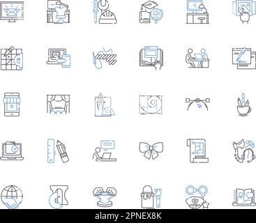 Occupation and calling line icons collection. Lawyer, Accountant, Doctor, Engineer, Teacher, Chef, Artist vector and linear illustration. Writer Stock Vector
