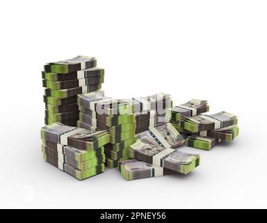 Stack of Botswanan Pula notes. 3d rendering of bundles of money isolated on white background Stock Photo