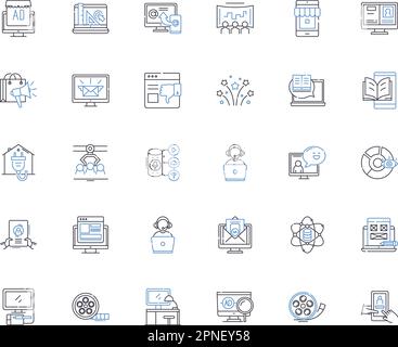 Information systems line icons collection. Database, Nerking, E-commerce, Analytics, Security, Integration, Technology vector and linear illustration Stock Vector