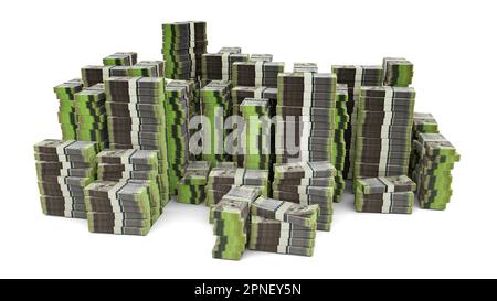 Big stack of Botswanan Pula notes. A lot of money isolated on white background. 3d rendering of bundles of cash Stock Photo