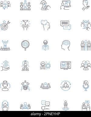 Innovative learning line icons collection. Creativity, Adaptability, Critical thinking, Experiential, Gamification, Collaboration, Engaging vector and Stock Vector