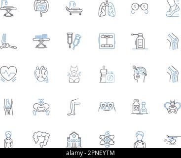Outpatient clinic line icons collection. Consultation, Treatment ...