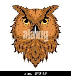 Owl. Vector illustration of a bird. Nocturnal birds of prey with hawk-like beak Stock Vector