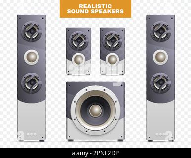 Isometric isolated sound speakers icon set set of speakers for surround sound home theater system vector illustration Stock Vector