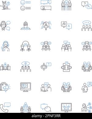 Chatting group line icons collection. Conversation, Socializing, Bonding, Interacting, Communicating, Nerking, Engagement vector and linear Stock Vector